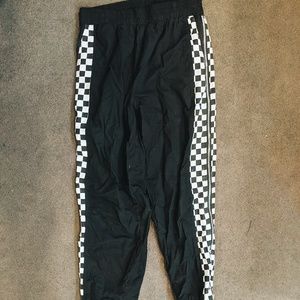 Black joggers with racing checks